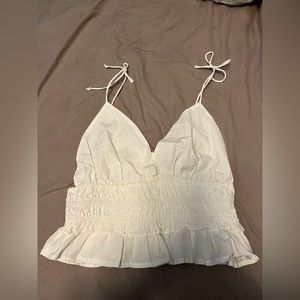 NWT white ruffled cropped tank